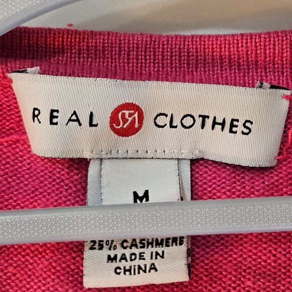 Real Clothes Medium Striped Silk Cashmere Cardigan Sweater Pink Green - Picture 5 of 10